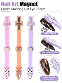 3-In-1 Magnetic Tool For Cat-Eye Gel: Star/Eye/Arrow/Cross/Grid Patterns – High-Strength Magnet - Multicolor - View 3