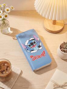 1pc,Disney Stitch Portable Snap Wallet – Cartoon Billfold With Card Slots, ID Window, And Business Card Holder; Cute Coin Purse Gift With High-Capacity Document Storage - View 3