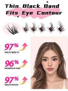 100PCS Soft Lightweight Lash Clusters, Natural Curled Cat Eye Individual False Eyelashes, DIY Cluster Lash Extensions For Beginners, Eye-Enhancing Natural Lashes For Everyday Makeup - View 7