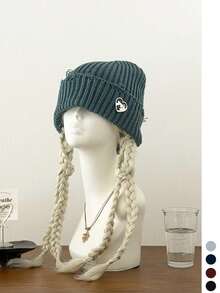 1pc Sweet & Cute Bow Knitted Beanie Hat For Women, Autumn/Winter New Style, Face-Slimming, Warm, Oversized Slouchy Furry Knit Cap - Multicolor - View 7