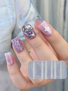 DIY High Transparency 3D Decorative Ring Collection Six-Pointed Star Nail Art Embossed Carved Ornament Silicone Nail Art Mold - Clear - View 3
