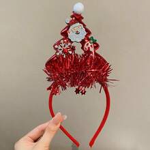 1pc Santa Claus Colorful Striped Headband, Christmas Tree Shaped Atmosphere Prop, Suitable For Holiday Party Makeup Ball Hair Accessory - Multicolor - View 6