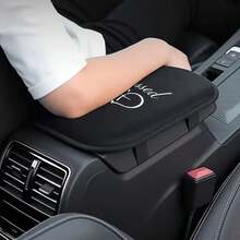 1pc Blessing Letter Heart Print Car Armrest Box Cushion, Soft Elbow Support Pad, Suitable For Most Car Models - Multicolor - View 4