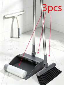 Foldable Broom & Dustpan Set (2 Pieces), Multi-Functional Cleaning Tool; Suitable For Living Room, Bedroom, Bathroom And Carpet & Hardwood Floors; Made Of Durable Plastic Material, Bristles Do Not Fall Out; Perfect For Home, Office, School And Dorm Use; Ideal Christmas Gift And Cleaning Helper. - Broom and Dustpan - View 11