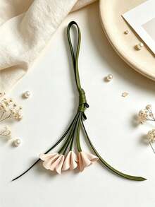 1pc Rustic Aesthetic Style Multi-Color Tulip Bouquet Artificial Leather Flower, With Green Leaf Details, Long Rope Loop Hanging Ornament, Keychain, Bag Charm, All-Season Daily Decor And Holiday Gift - Multicolor - View 15
