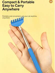 5/3/1pc Long Handle Cat Teaser Wand, Telescopic Massage Comb, Pet Itch Scratching Tool, Skin-Friendly Grooming Rake, Cat And Dog Toy - Multicolor - View 8