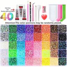 Set Mewah Rhinestone Resin Jelly Datar 40 Warna, 30.000 Buah Rhinestone Resin dengan Kit Aksesori Lengkap DIY, Paket Bahan DIY Buatan Tangan, Cocok untuk Topi DIY, Dekorasi Rhinestone Gelas Air, Lukisan Berlian, Serbaguna - Warna-warni A - View 2