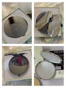 Prada Portable Makeup Mirror Series, Gold Round Mirror And Silver Triangle Hand Mirror, Lightweight And Durable, Suitable For Travel, Personal Use And Gifting - Silver - View 6
