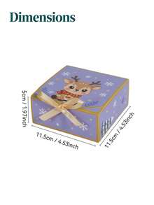 Christmas Cartoon Reindeer Gift Box, Purple Snowflake Flip-Top Candy & Cookie Box With Gold Ribbon Bow, Suitable For Christmas Party Favor Packaging - Christmas Reindeer - View 2