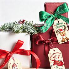 50pcs/Pack Painted Christmas Hanging Tags Kraft Paper Christmas Gift Tags Cards Party Gift Packaging Hanging Tags Cards Baking Candy Cookie Box Decoration Card Paper With Rope - View 7