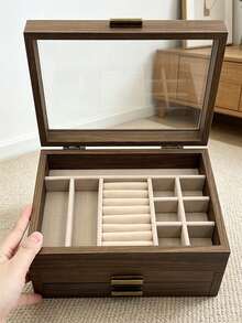 1pc Jewelry Storage Box, Large Capacity Desktop Drawer Storage Box, Stackable Drawer Storage Box, Used For Organizing Jewelry And Accessories. Ring, Earring, Necklace Storage Box, Drawer Design, Convenient To Access. - Multicolor - View 9