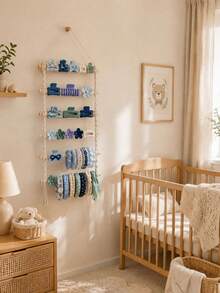 Wooden Rope Hanging Hair Clip Storage Rack, Baby Room Wall Hair Accessory Organizer, Bow Hair Clip And Headband Display Stand - Storage Rack - View 3