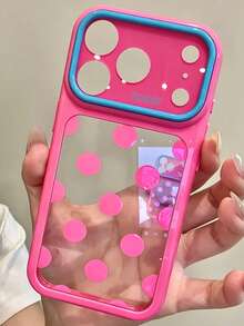 可愛簡約粉色波點糖果色手機殼，適用於 iPhone 18 Pro Max 18 Pro 17 Pro Max 17 Pro 17 16 Pro Max 16 Pro 16 15 Pro Max 15 Pro 15 14 Pro Max 14 Pro 14 13 Pro Max 13 Pro 13 12 Pro Max 12 Pro 12 11，亮面果凍色防摔背蓋 - 玫粉色 - 查看 2