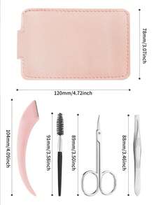 Set Alat Perawatan Alis 4 Buah, Pinset Alis Stainless Steel, Pinset Alis Miring, Pinset Pencabut Rambut, Gunting, Cermin, Melengkung, Penjepit Bulu Mata, Set Alat Perawatan Alis - MultiWarna - View 3