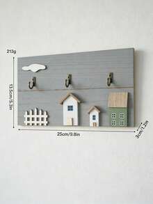 1pc Rustic Nordic Style Wooden Wall-Mounted Key Rack, 3D House And Fence Decor, Multiple Metal Hooks For Keys And Bags, Wall-Hanging Key Storage Rack, Home Decor Accessory, Suitable For Entryway, Hallway And Farmhouse Style Interior Decoration - Multicolor - View 15