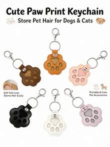 Multi-Color Hollow Cat Paw Shaped Key Ring, Handmade Felt Lined Pet Fur Storage Keychain, Year Round Pet Owner Souvenir Accessory - Multicolor - View 13