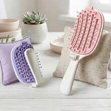 1pc Folding Wavy Comb, Automatic Cleaning, High Crown Volumizing Long Hair Brush, Massage Portable Styling Comb - Multicolor - View 9