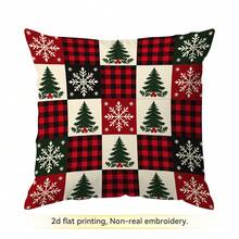 4pcs/1pc Christmas Patchwork Plaid Pattern Pillow Case, Single-Sided Printed Pillow Case, Suitable For Living Room Bedroom Home Decor, All-Season Pillow Case - Multicolor - View 13
