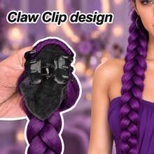 Pre-Braided Ponytail Braid, Thick Braided Hair Extension, Suitable For Wedding, Concert, Halloween, Cosplay, Vacation, K-Pop, Y2K And Photography - Purple - View 1