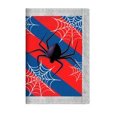 3-Fold Wallet, Spider Web Personalized Wallet, Lightweight Pocket Wallet, Multiple Card Slots - Hidden Zipper Design, Dirt-Resistant Fabric, Black, Red - Multicolor - View 10