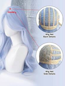 alicegarden 28 Inch Long Synthetic Wig, Natural Wavy Style, Stunning Blue. Middle Part Design, This Wig Piece Is Perfect For Women's Daily, Party And Cosplay Use, Providing A Natural And Durable Wig Gift. - Blue - View 8