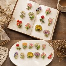 12pcs/Set Monthly Flower Enamel Pin Color Blocking Fashion Decorative Badge Ornaments Lapel Bag Badges Gifts - Multicolor - View 6