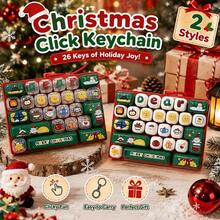 26-Key Christmas Element Happy New Year Gift, 26-Keycap Keychain Christmas Keyboard, Keychain, Stress Relief Keychain, Clicker, Button Bag, Christmas Charm, Mini Keyboard Fidget Christmas Sensory Stress Relief Backpack Pendant - Multicolor - View 3