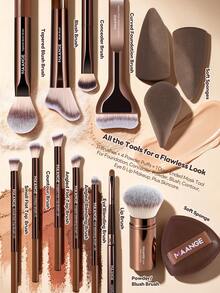 MAANGE 4/11pcs Professional Makeup Brush Set, Includes Powder Brush, Bronzer Brush, Foundation Brush, Blending Brush, Highlighter Brush, Concealer Brush, Blush Brush, Contour Brush, Makeup Accessories And Tools, Suitable For Daily Use And Travel, Perfect Makeup Accessory Gift For Friends - Brown - View 6