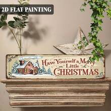 2D Datar, 1 buah, Hanya untuk Penggunaan Dekoratif, Papan Dekoratif Tema Natal Gaya Pedesaan, Papan Logam 16x4 Inci, Plakat Gantung Dinding Vintage, Cocok untuk Teras, Ruang Tamu, Kafe, Bar, Rumah Pertanian, Hadiah Natal yang Sempurna (Gaya Acak) - A - View 1