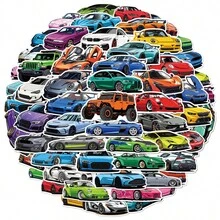 50pcs New Cool Sports Car Racing Graffiti Stickers For Helmet, Phone Case, Luggage, Skateboard, Tablet - 100 - View 2