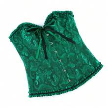 1pc Women's Court Style Jacquard Vintage Corset Corset, Suitable For Halloween Outfit - Dark Green - View 4