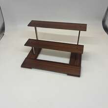 1pc Vintage Wooden Desktop Perfume & Cosmetic Storage Rack, Solid Wood Multi-Layer Display Stand For Vanity Table - Coffee Brown - View 5