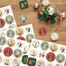 96pcs/4sheets Christmas Advent Calendar Stickers, 1-24 Number Stickers With Festive Designs - Holiday Countdown Labels Stickers For Gift Wrapping, Envelope Seals & Party Decoration - Multicolor - View 6