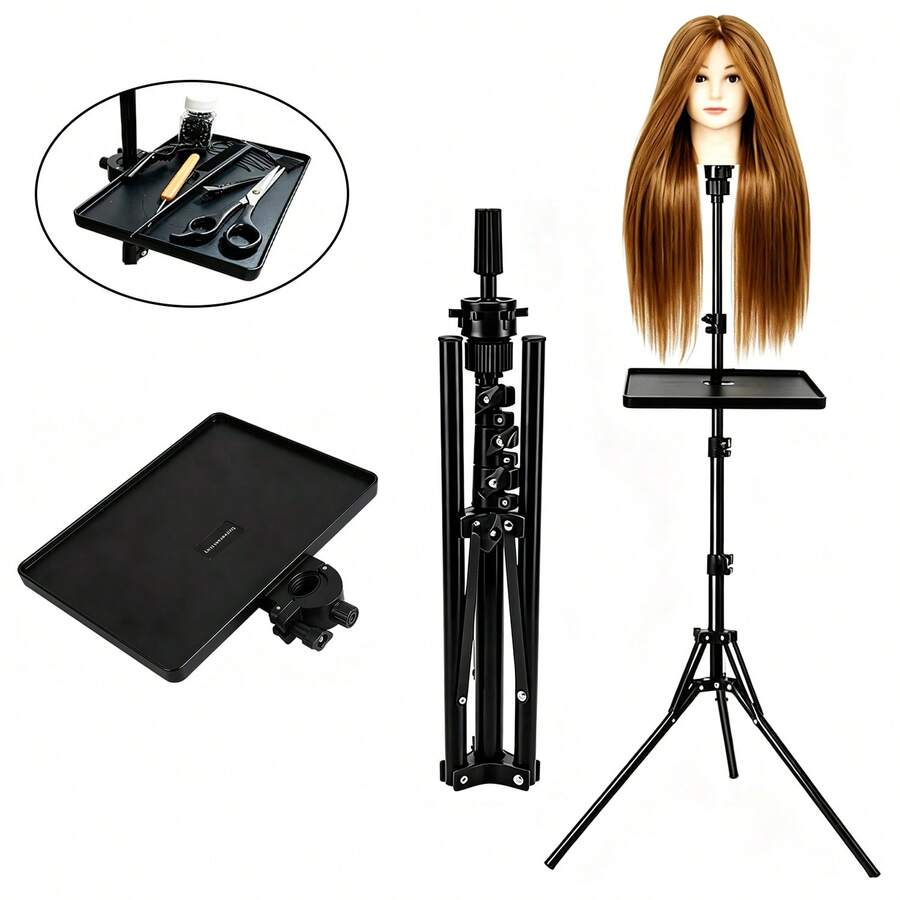 Wig Stand Tripod, Adjustable Wig Head Stand, Mannequin Head Stand For Cosmetology Hairdressing, Wig Stand Tripod With Tool Tray (Mannequin Head Not Included) - View 1