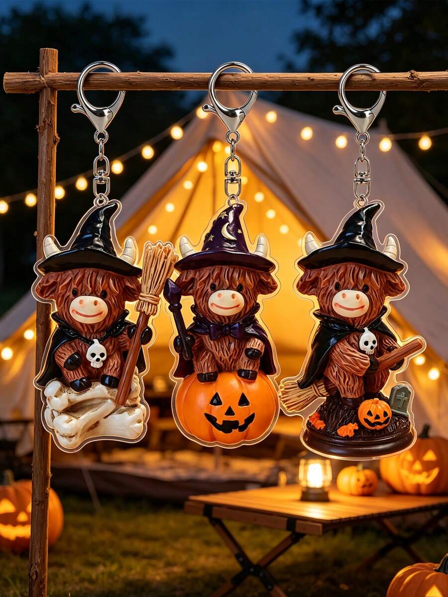 Halloween/Christmas Themed Highland Cow Acrylic Ornament. High-Definition Print, Wear-Resistant And Fade-Resistant,Suitable For Home Living Room - Multicolor - View 1
