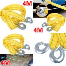 4M Heavy Duty 3 Ton Car Tow Cable Towing Pull-Rope Strap Hooks Van Road Recovery - A - View 7