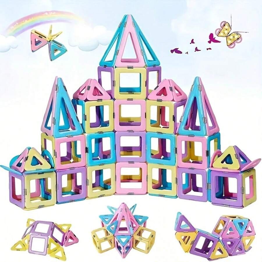 Magnetic Building Blocks Set, STEM Toys For Girls And Boys, Magnetic Tiles, Educational Magnetic Toy Blocks Gift For Kids, Halloween/Thanksgiving/Christmas Gift