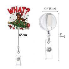 1pc Fun Christmas Acrylic Retractable Badge Reel, Office Workplace ID Holder Christmas Atmosphere Decoration - Multicolor - View 2