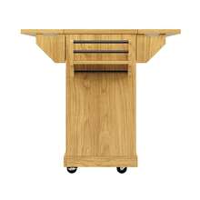 Flieks Foldable Serving Trolley, 95 Cm Kitchen Trolley With Ergonomic Height, Mobile Rolling Trolley For Kitchen, Balcony & Camping - Natural - View 11