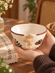 Fairy Tale Mushroom Theme Creative Ceramic Tableware Set, 3D Mushroom Shaped Multi-Purpose Bowl Set, Suitable For Yogurt, Oatmeal, Rice, Dessert, Fruit, Home, Office, Daily Use, Wedding, Housewarming, Birthday, Mother's Day, Graduation, Couple Gift - Multicolor - View 7