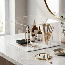 Transparent Luxury Cosmetic Display Box - Elegant High-Transparency Cosmetic Storage Box - Acrylic Cosmetic Collection Display Box - Multi-Functional Modular Storage Box - Vanity Cosmetic Exclusive Dust-Proof Decorative Collection Box - White Background - View 4
