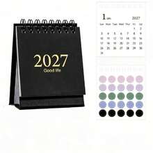 2027 English Mini Desk Calendar, Minimalist Morandi Style Desktop Ornament, Portable Small Calendar, 6 Colors Available - Single Piece - View 4