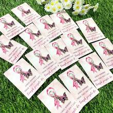 12pcs Charming Pink Series Breast Cancer Awareness Theme Party Keychain Gift Set, Featuring Ribbon And Evergreen Tree, Paired With Inspirational Pink Ribbon Greeting Cards. During Breast Cancer Awareness Month, Give Women A Positive And Uplifting Gift, Perfect For Decorating Bags, Wallets, Backpacks, Keys, Breast Cancer Awareness Gift For Women - Multicolor - View 10