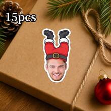 8/20/40/15/30/60pc Custom Christmas Face Stickers, Personalized Photo Santa Elf Reindeer Tree Hat Styles Labels , Holiday Gift Wrap Decor For Cups Envelopes Notebooks Cards, Holiday Party Favors,Christmas Gift - Multicolor - View 13