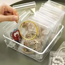 100pcs Small PVC Self-Sealing Jewelry Bags, Transparent Zipper Lock Storage Pouches For Bracelets, Rings, Earrings, Valentine's Day Gifts, Wedding Party Favors, Travel Accessories, Jewelry Display And Organization - Multicolor - View 7