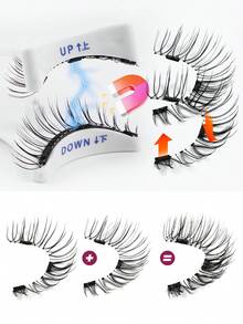 MAANGE 2 Pairs CC Curled Magnetic False Eyelashes Set, With Reusable Eyelash Applicator, No Glue Needed, Cartoon Style False Eyelashes, 1 Eyelash Applicator, Perfect Fit For Eye Contour, Natural Cartoon Style False Eyelashes, Mixed Design, 3D Thick False Eyelash Strips, Create Charming Lifted Eye Makeup, Eyelash Extension Set, Women's Gift, Summer Travel Essential (First-Time Wear Of Magnetic False Eyelashes May Require Multiple Attempts) - Multicolor - View 8