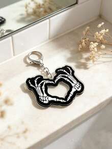 Heart Shaped Skeleton Hand Bone Acrylic Keychain, Skeleton Keychain, Gothic Style Keychain, Skeleton Dark Style Keychain, Creative Holiday Gifts - Multicolor - View 4