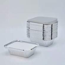 Disposable Aluminum Foil Baking Pan Set, 230ml With Lid, Perfect For Cooking, Baking, Catering, Food Preparation, Takeout And Freezing - View 2