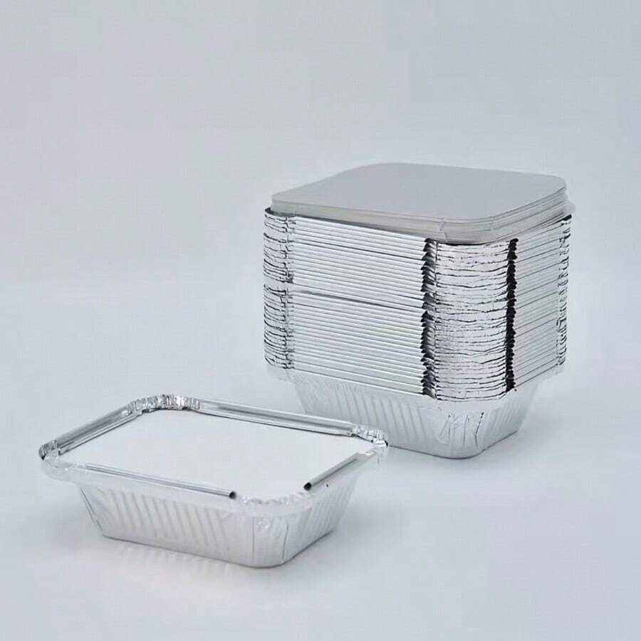 Disposable Aluminum Foil Baking Pan Set, 230ml With Lid, Perfect For Cooking, Baking, Catering, Food Preparation, Takeout And Freezing