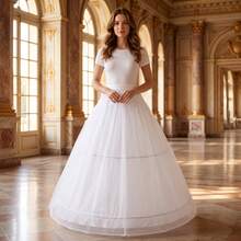 1pc Women's Bridal Gown Accessory, A-Line Tulle Petticoat With 3 Hoops, 1 Layer Stiff Mesh, Elastic Waistband, Suitable For Halloween And Autumn Wear - White - View 4